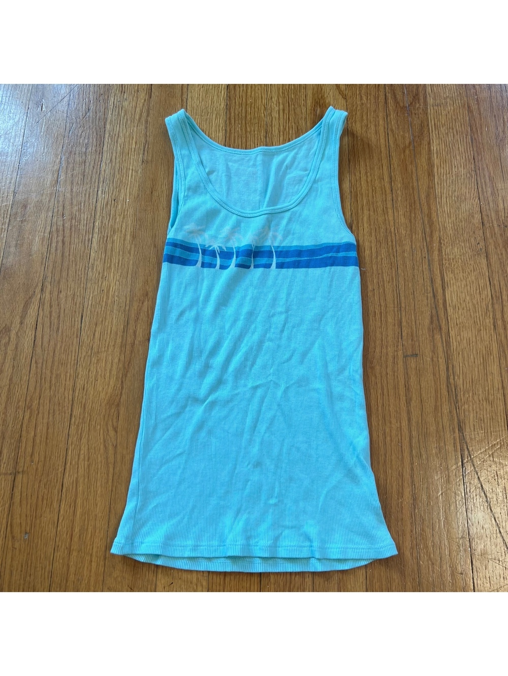 Vintage y2k teal palm tree surfer fitted tank top